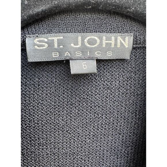 St. John Basics Black Santana Knit Jacket Blazer Sz 6 Gold Buttons Old Money - Picture 4 of 8